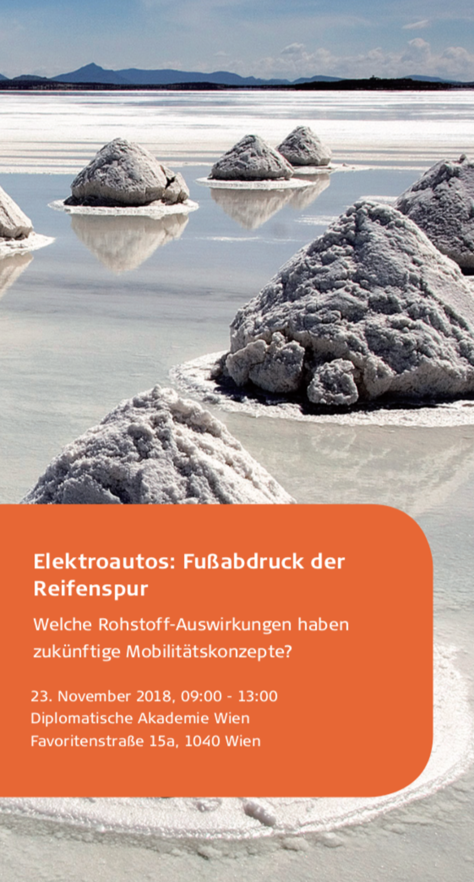 Einladung zur Veranstaltung Elektroautos: Fußabdruck der Reifenspur